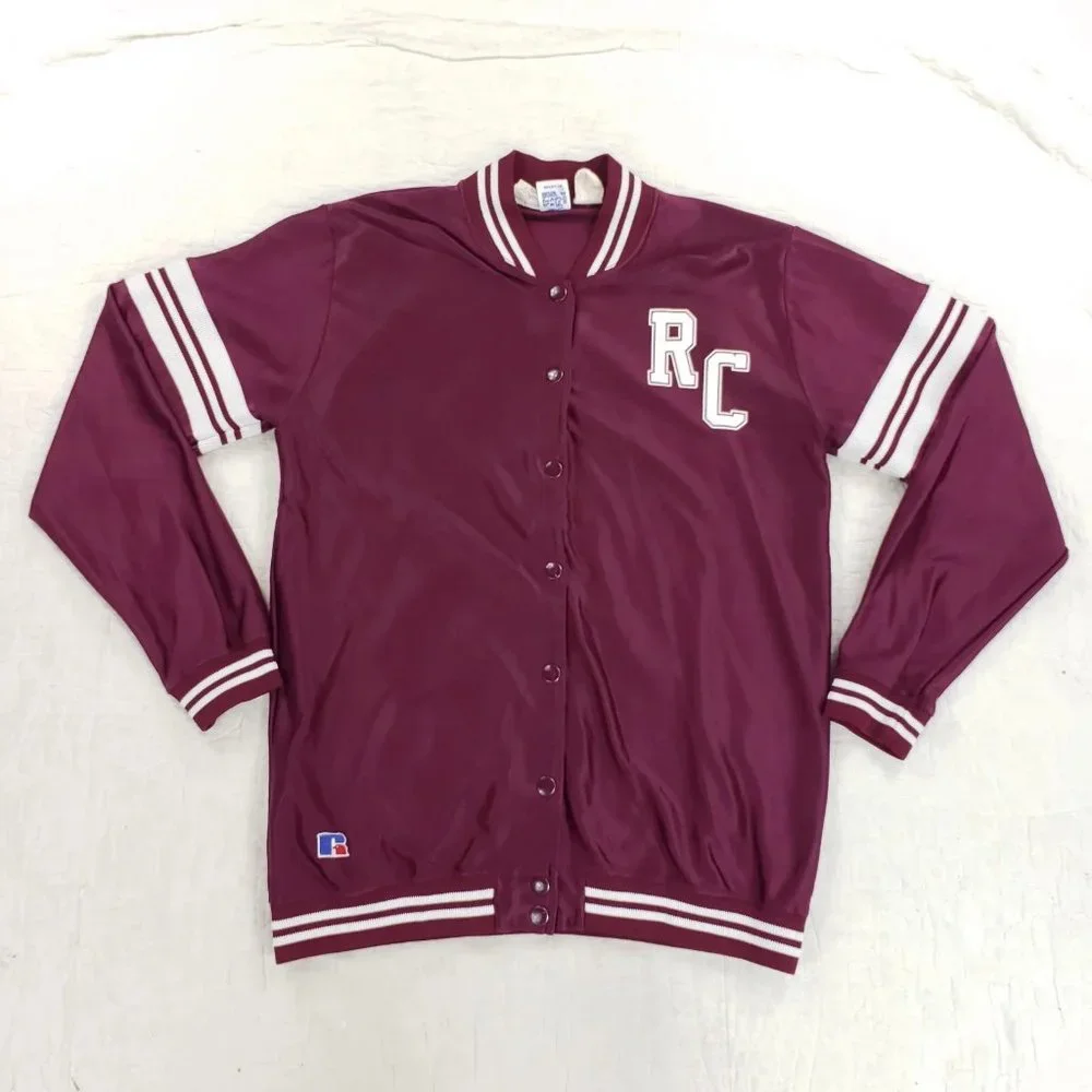 Vtg Roanoke College Russell USA Made Satin Jacket Womens Large Fits Mens Medium - Picture 2 of 12